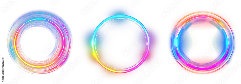 Circle light effect png element set on transparent background Circle light effect png element set on transparent background