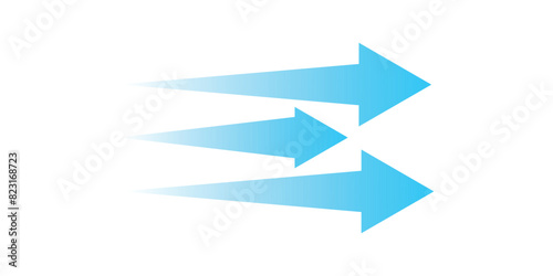 Set of blue arrow showing air flow. Vector design with white background. 123