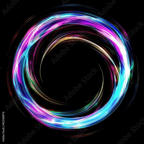 Abstract glowing neon light circle.