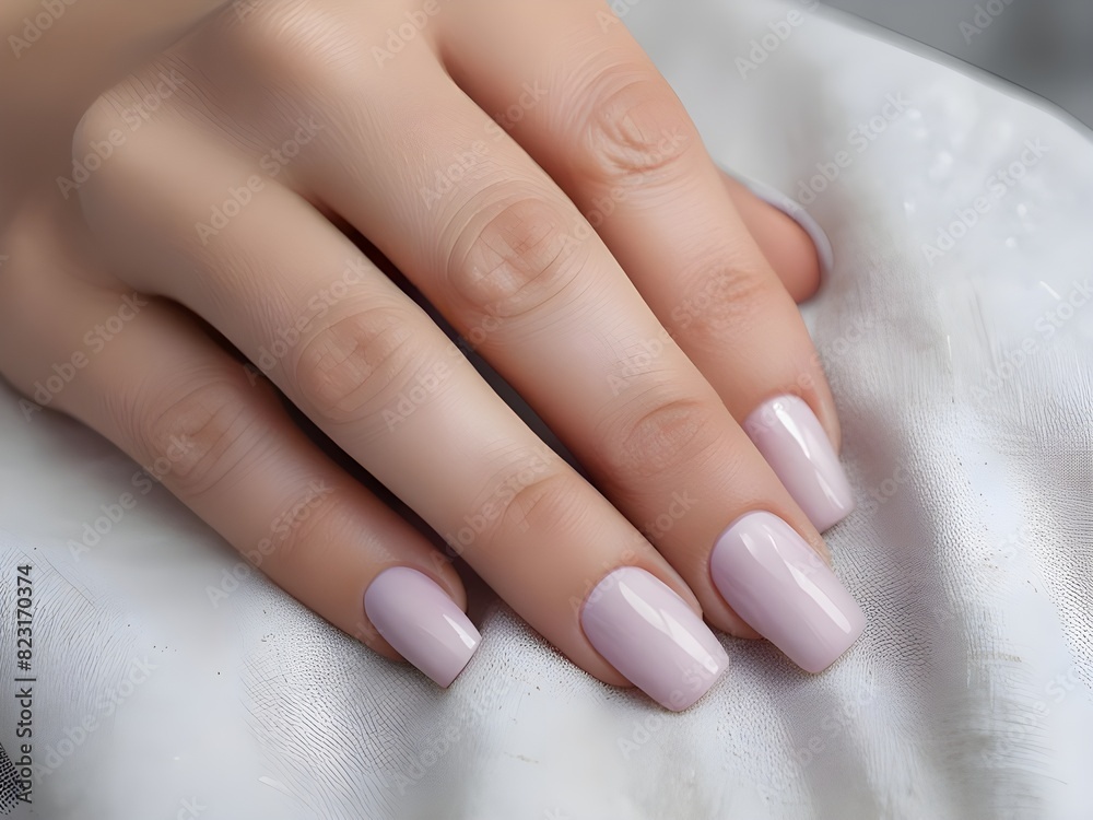 Naklejka premium Close-up of Manicured Woman’s Fingernails Painted in a Classic pink