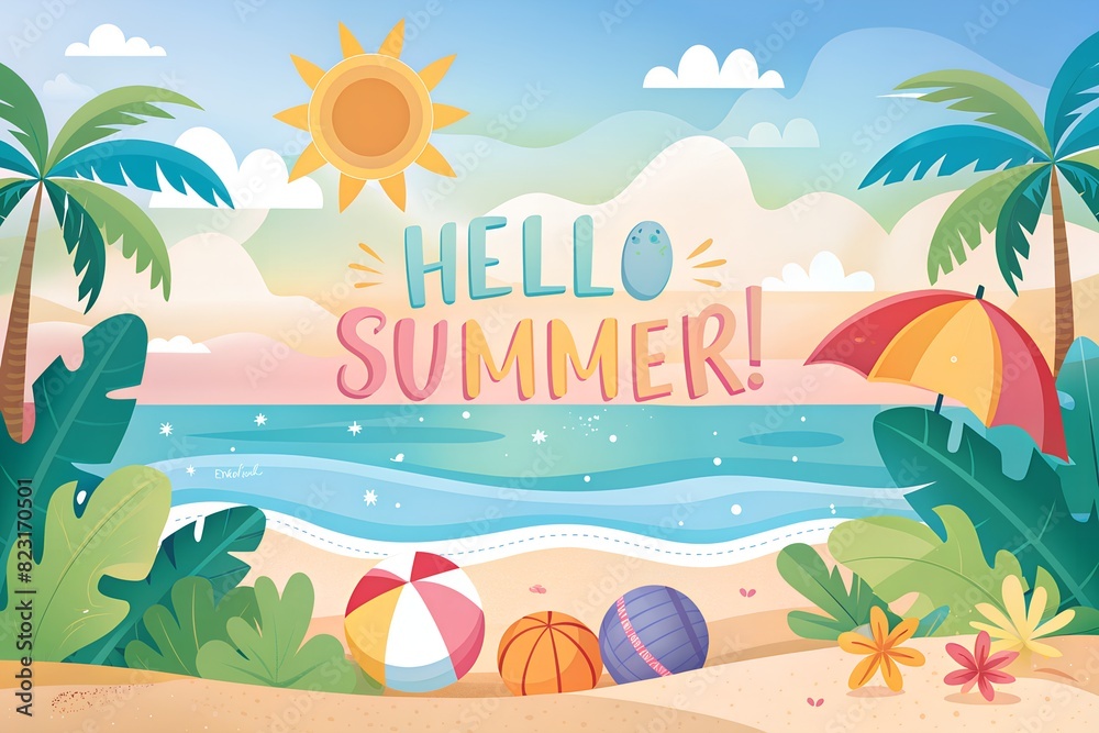 Obraz premium Summer vibes background illustration