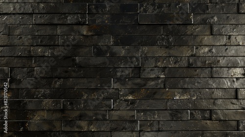 Aged Black Brick Wall with Texture Detail