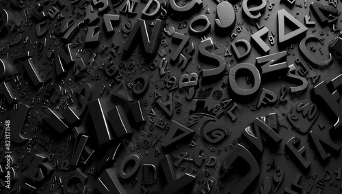 Monochrome Letters and Numbers Pile