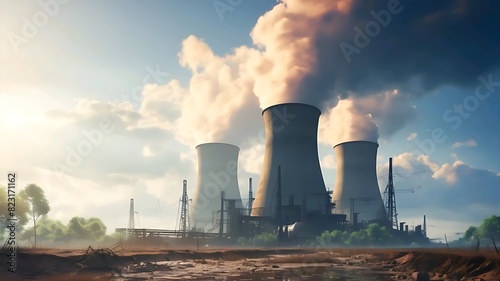 nuclear power plant in the morning