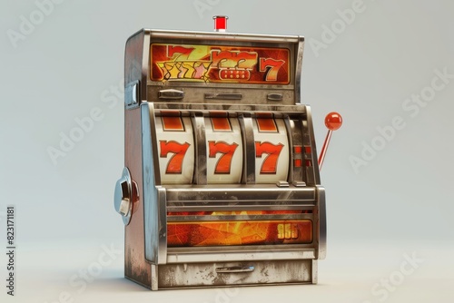Image of a slot machine display in a casino, concept of gambling, gambling addiction, online casino game
