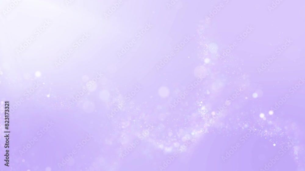 Light purple background with gentle gradient, abstract bokeh effects, and tiny sparkling particles.