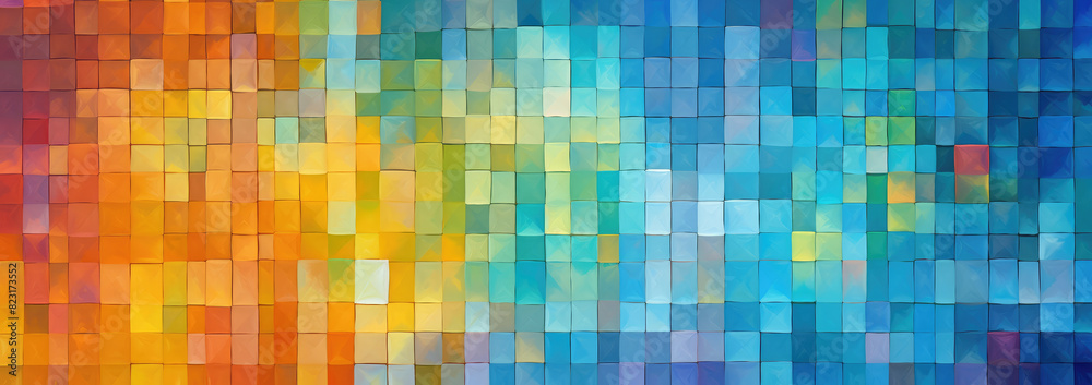Vibrant Mosaic Spectrum - Abstract Art Panorama