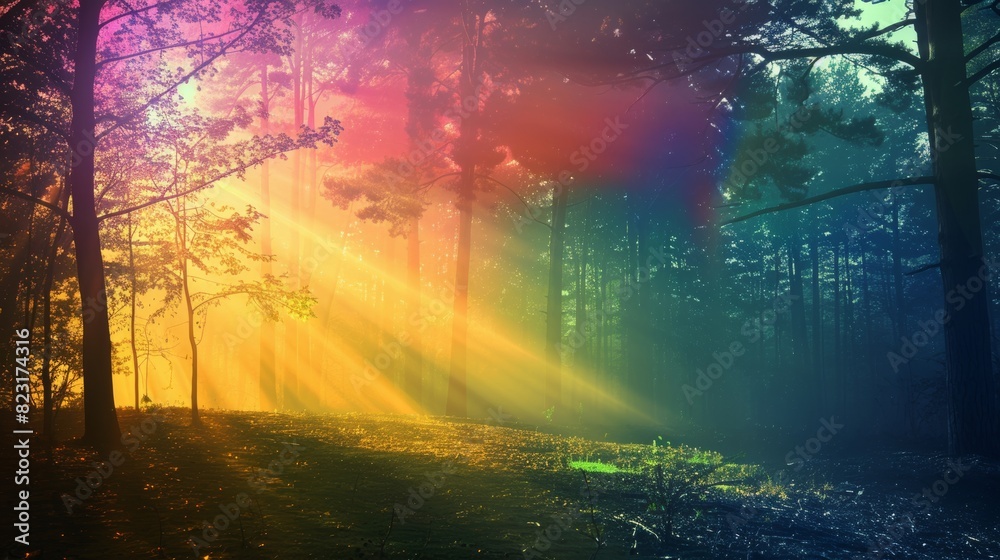 Backgrounds outdoors with rainbow holographic gradients in PNG