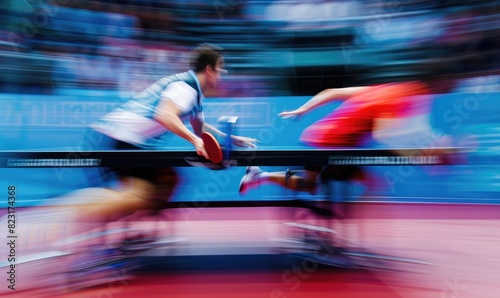 Table tennis players at a m...