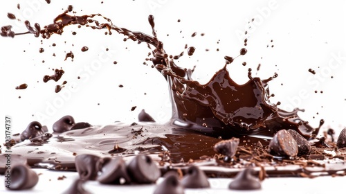 The chocolate splash refreshment is splattered over the copy space in PNG