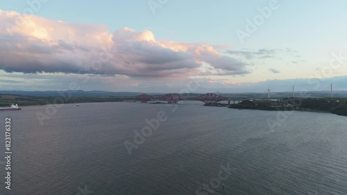 Forth bridge queensferry over north sea Scotland photo