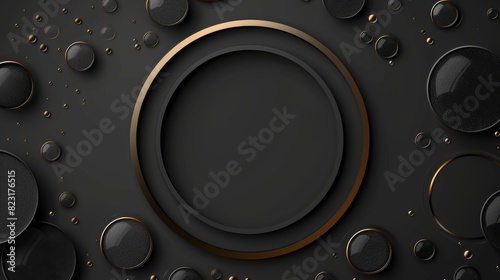 Transparent black circles squared badge in 3D photo