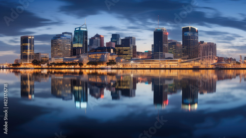 Stunning Cityscape Reflection at Twilight