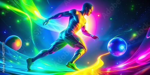 neon color soccer player amazing moves team picture abstract backgrounds colorful