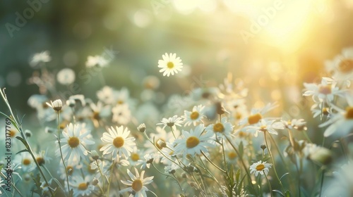 A carpet of wild daisies in a sunlit field, inviting and fresh --ar 16:9 Job ID: 49450f45-b28e-46c4-8446-a8966db596ec