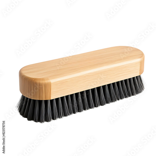 Wooden brush with natural bristles. Eco-friendly home cleaning accessory.