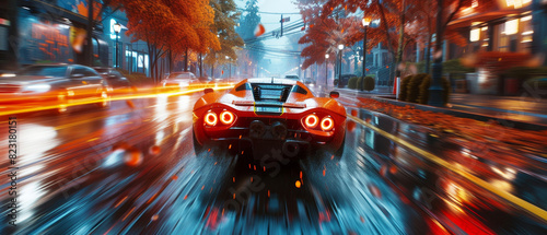 hypercar moden future street racing fast videogame banner background copy space area advertising 