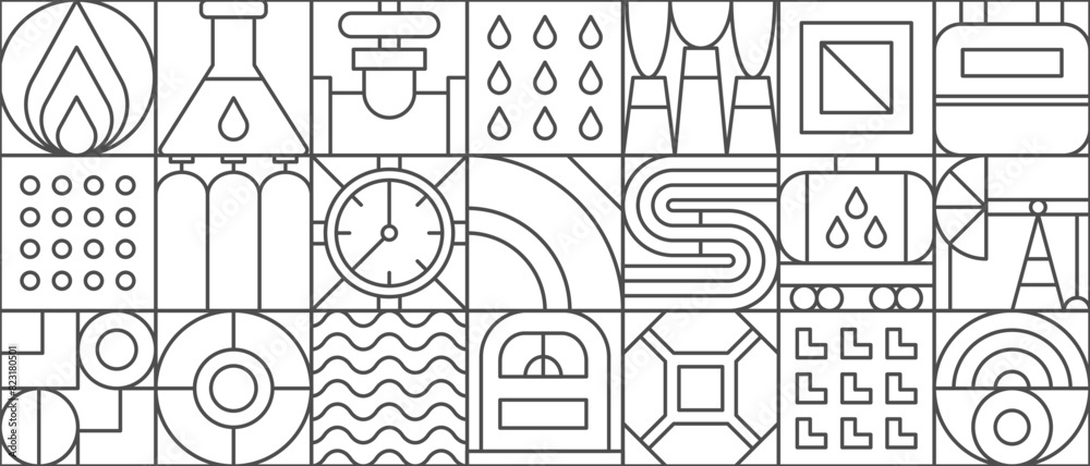Geometric Pattern Fuel Gas and oil abstract modern geometric pattern with line tiles, vector ...