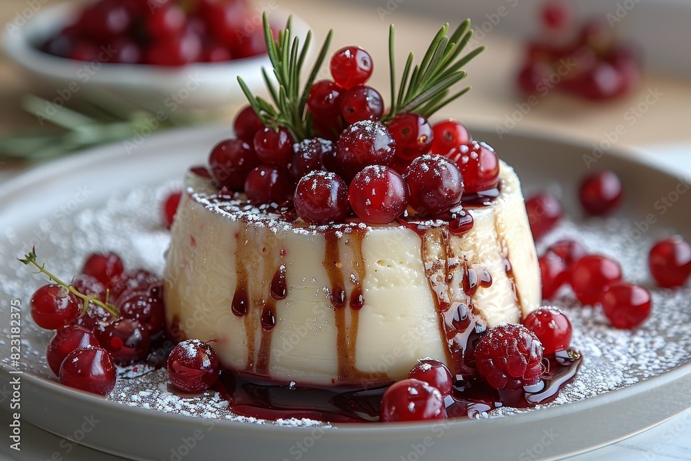 Rote Grütze - Red berry pudding topped with vanilla sauce. Rote Grütze - Red berry pudding topped with vanilla sauce.