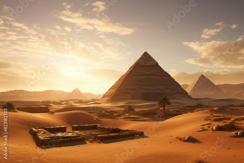 Golden Sunset Over The Majestic Pyramids of Giza