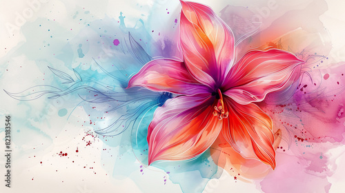 Watercolor Flower  Tracing.