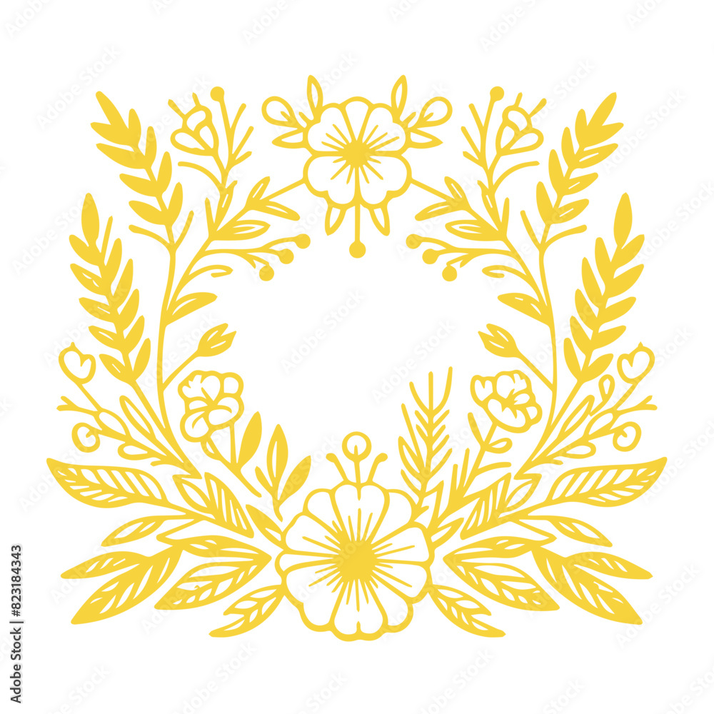 Hand drawn floral wreath Hand drawn floral wreath