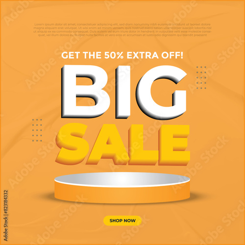 Super sale promo banner template with podium