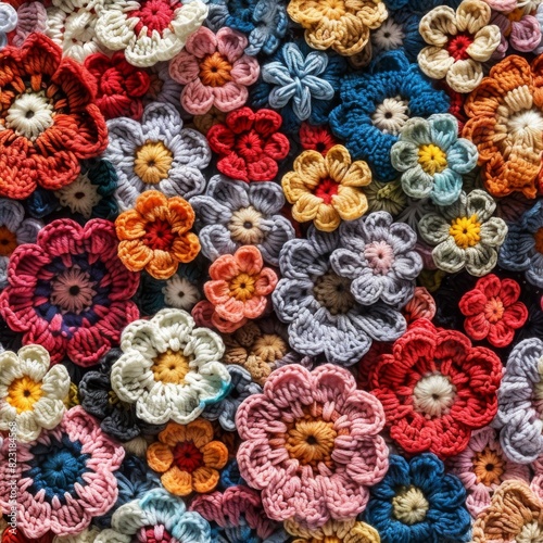 Crochet Seamless Pattern, Knitting Endless Background, Old Handmade Knitting Tile