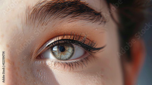 Close-up view of a young woman's eye