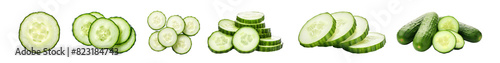 Cucumber png element set on transparent background