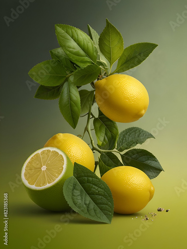 Wallpaper Mural Citron herb on green background, citron thai herb Torontodigital.ca