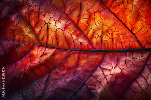 AI generated illustration of a close-up of a red dried leaf texture