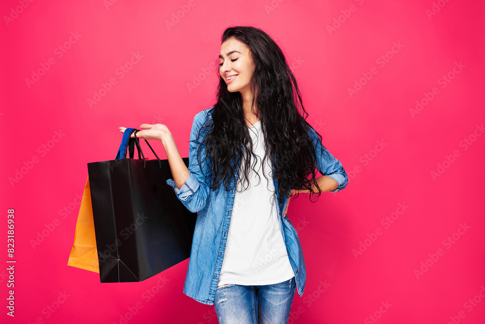 Young woman on pink background Young woman on pink background