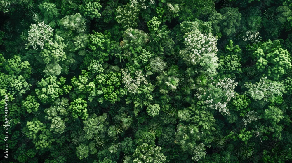 Drone's high-angle view of a dense, green forest in full bloom, capturing the essence of untouched nature. Drone's high-angle view of a dense, green forest in full bloom, capturing the essence of untouched nature.
