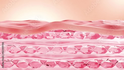 Essence bubbles penetrate down to reduce skin inflammation, helping skin elasticity and improvement. 3D rendering for cosmetics commercial videos