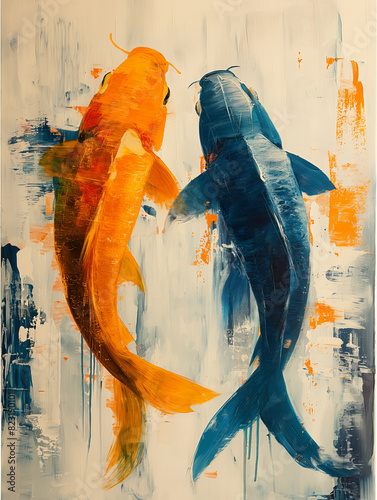 Fische in Blaugrün und Orang