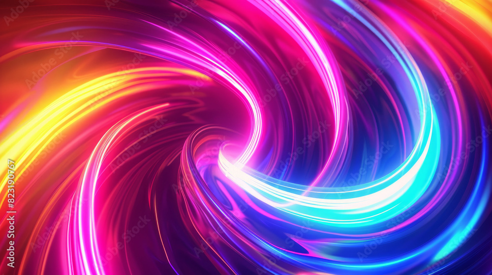 Fototapeta premium Neon lines dance in vibrant colors, creating an abstract psychedelic backdrop.