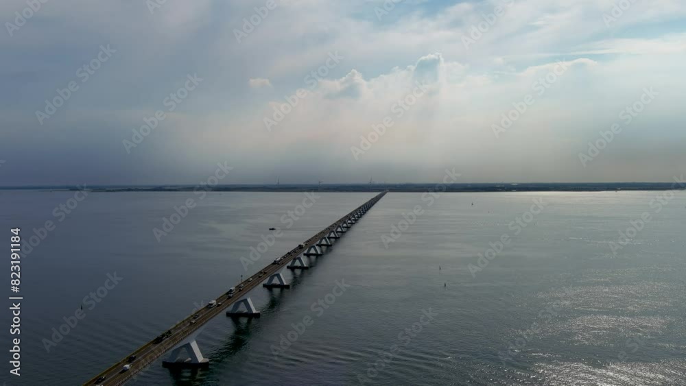 4K aerial view of the Zeelanbrug drawbridge in the Netherlands. 4K aerial view of the Zeelanbrug drawbridge in the Netherlands.