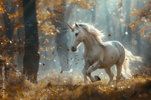 A Whimsical Unicorn s Dance Amidst the Forest