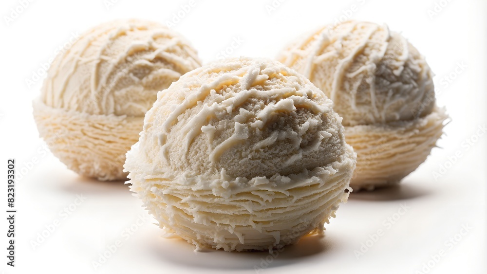 Coconut Ice Cream Ball - Isolated on White Background Coconut Ice Cream Ball - Isolated on White Background