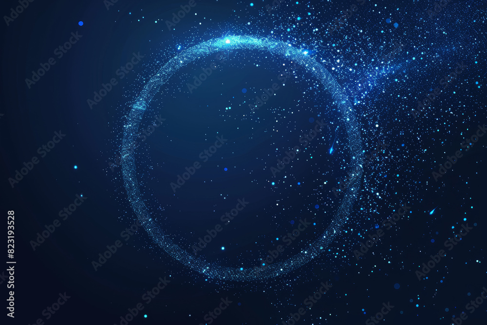 Obraz premium Glowing Particle Circle on Deep Blue Gradient