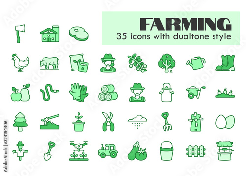 farming activity dualtone green icon set photo