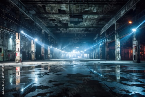 Old Abandoned Warehouse Used for Underground Techno Party Raves  Lowered Dacne Floor