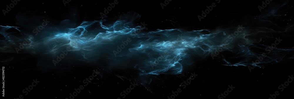 Abstract Blue Particle Waves on Black Background