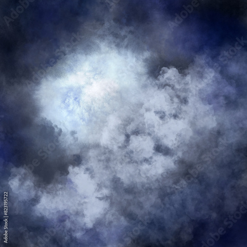 Digital illustration of spooky night sky. Cloudy night sky texture.