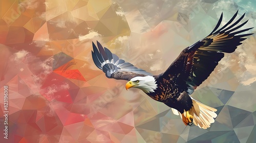 low poly bald eagle photo
