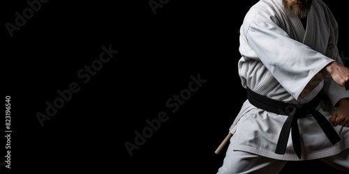 A person practicing aikido on a black background photo