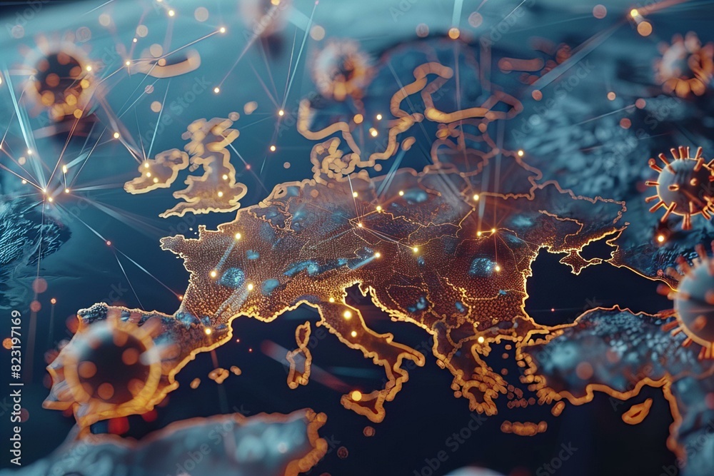 A detailed europe map with multiple dots A detailed europe map with multiple dots