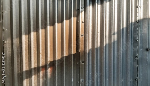 A corrugated metal texture background, creating dynamic shadows and highlights for an industrial vibe.