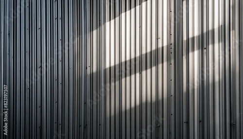 A corrugated metal texture background  creating dynamic shadows and highlights for an industrial vibe.
